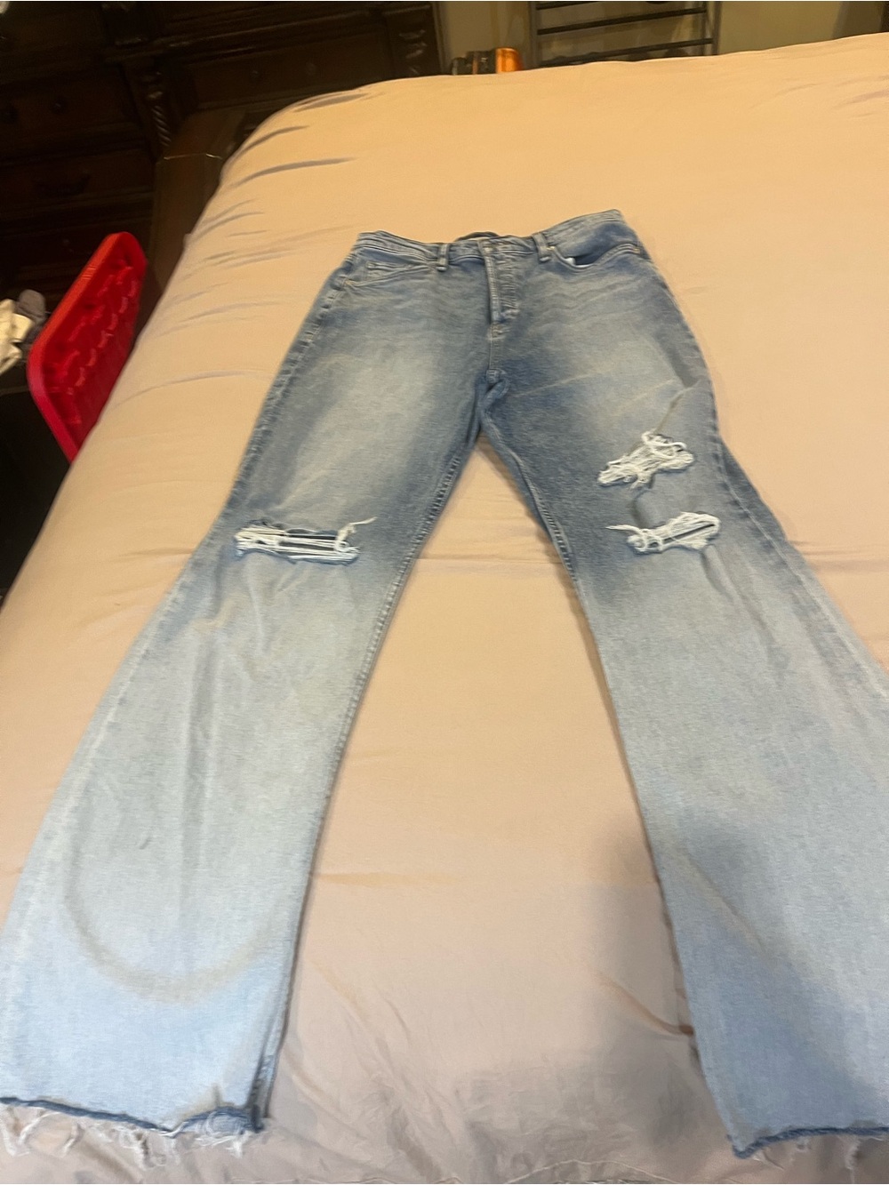 Hudson Jeans Light Blue Distressed Straight Leg